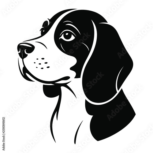 dog head with expressive eyes and floppy ears silhouette high quality professional detailed modern