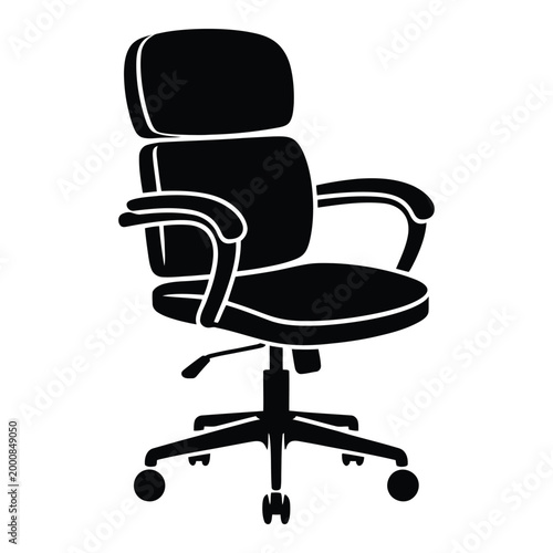 office chair with armrests and wheels silhouette high quality professional detailed modern elegant stylish