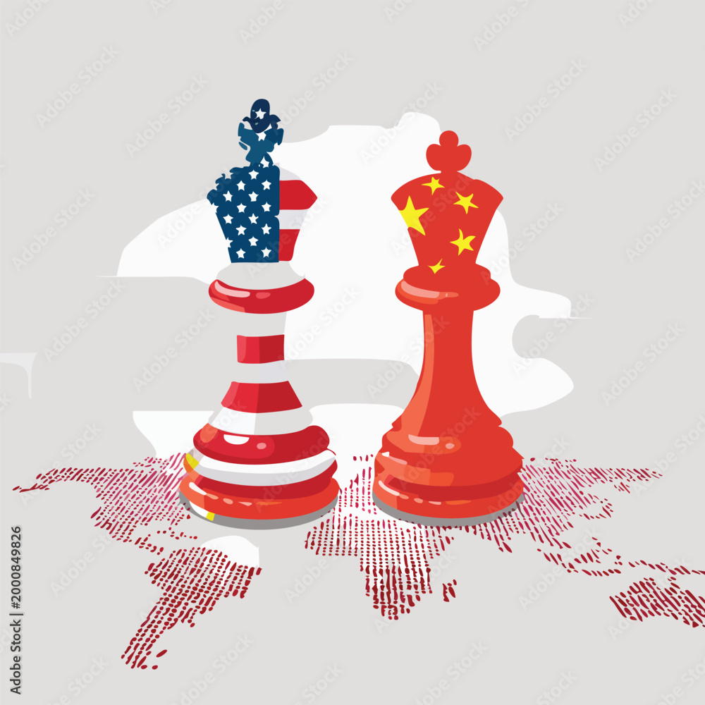Fototapeta premium Chess kings symbolizing global conflict representing international relations
