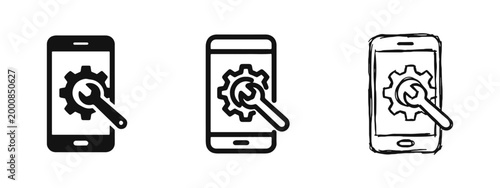 Smartphone Technical Support and Mobile Phone Repair Service Icons