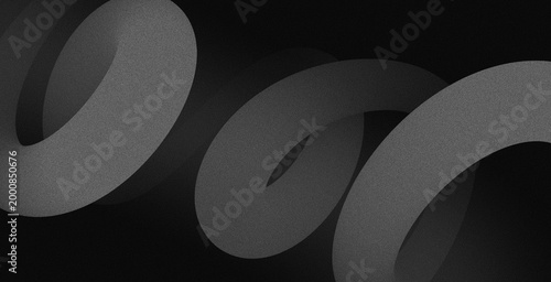 Black and white 3D holographic curve, grey textured background illustration