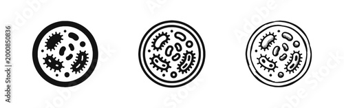 Petri Dish with Bacteria Culture and Microbiology Research Icons