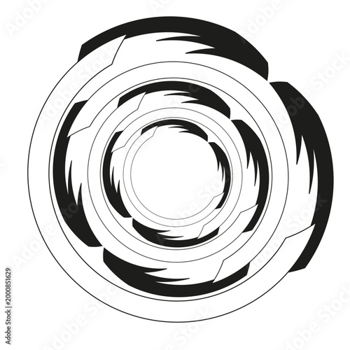 Metallic spinning battle top vector. Sharp circular design element represents competitive gaming and classic nostalgic hobby fun.
