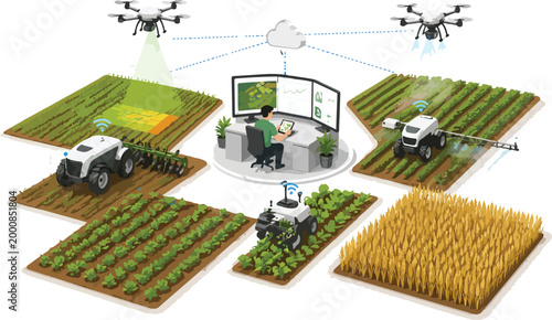 Quadro su tela Precision Agriculture with Drones, Robots, and Data Management Keywords: precisi