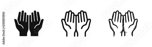 Two Open Hands in Prayer or Offering Gesture Icons