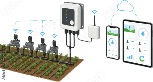 Smart irrigation system controlling water valves with wireless technology