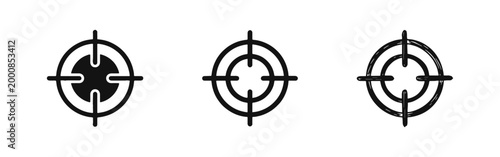 Aim and Target Icons Set. Focus, Goal, and Precision Symbols for Business and Strategy.