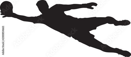 Silhouette of swimmer diving in water