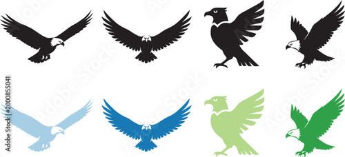 eagle bird icon, solid black, white background, minimalist, sharp edges, vector illustration.