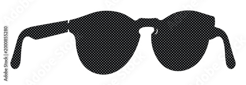 Black Silhouette of Round Sunglasses Icon Isolated on White