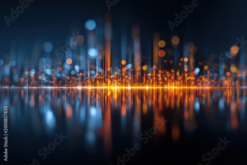 Modern technology background with blue orange light