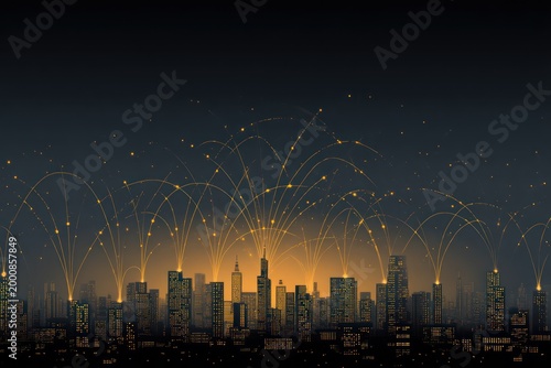 Technology and wireless network over skyline