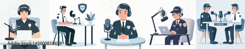 security guard vector doing a podcast