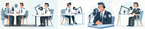 security guard vector doing a podcast