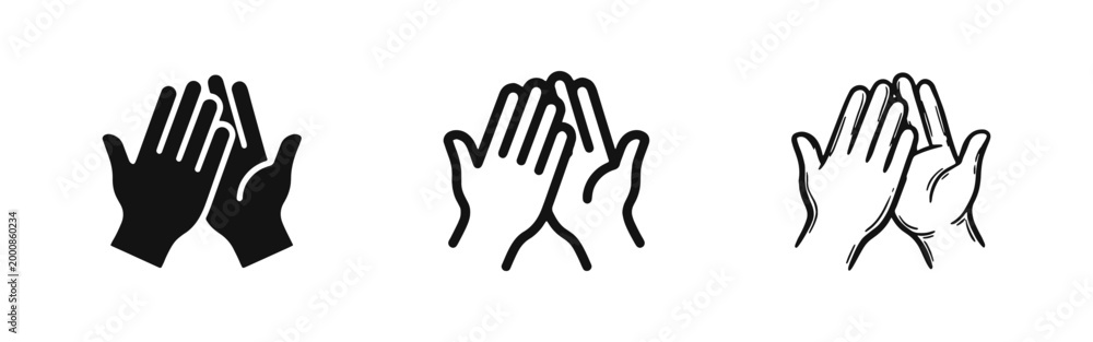 Obraz premium High Five Success and Teamwork Clapping Hands Icon Set