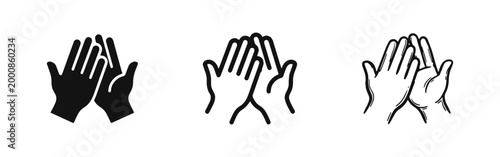 High Five Success and Teamwork Clapping Hands Icon Set