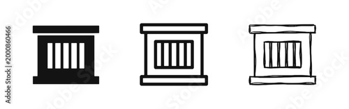 Prison Cell Bars and Jail Window Security Icon Set