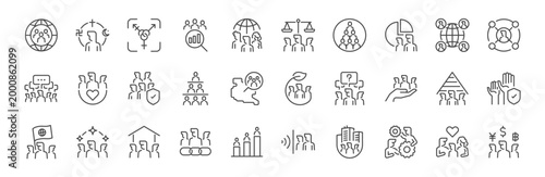 sociology icon set. It includes people, social, society, community, and more icons. Editable Vector Stroke.