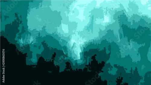 Abstract Vector turquoise illustration of an undersea landscape with a gradient watercolor design of sea creatures and aquatic environment.