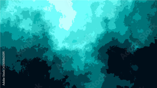 Abstract Vector sea-scape with various gradient aqua color layer resembling clouds and water with seamless patterns.