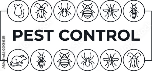 Pest control concept with insects rodents and extermination symbols representing hygiene prevention infestation management and professional cleaning services