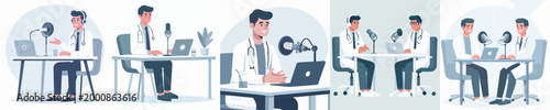 vector of doctor doing podcast
