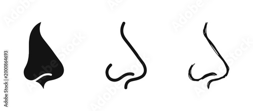 Human Nose Icons - Senses, Smelling, Anatomy, Facial Feature Symbols