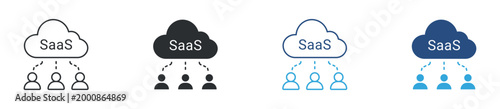 SaaS  icon set. cloud software service. online platform and multi user access concept. vector illustration.
