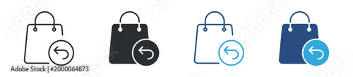 Parcel return icon set. package return shopping bag. delivery refund and logistics concept. vector illustration.