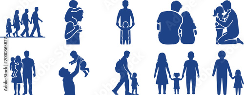 Family generations and couples silhouette vector illustration with generation relationship silhouette illustration background silhouette vector illustration