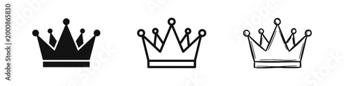 Royal Crown Icons Collection Representing Leadership and Excellence