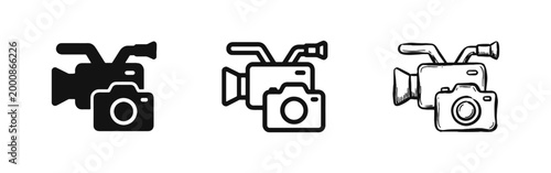 Photography and Videography Icons Featuring Digital Video and Photo Cameras