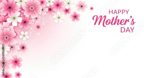 Happy Mother's Day, floral card template, pink flowers, greeting background, Mother's Day gift