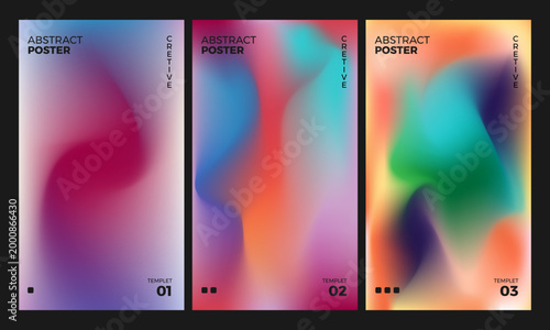 Set of Abstract Gradient Posters with Soft Blurred Shapes Modern Design