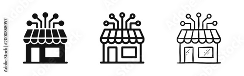 Smart Shop Icon Set - Digital Retail and Technology Integration Concept