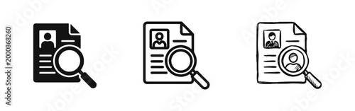 Resume Search Icon Set - HR Recruitment and Job Candidate Selection Concept