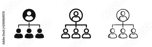 Leadership Hierarchy Icon Set - Organizational Structure and Team Management Symbols