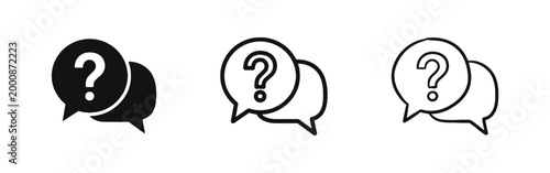 Customer Support Question Speech Bubble Icon Set, Help and Conversation Symbol