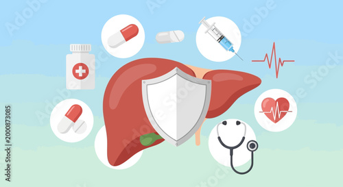 Concept illustration showing protection and care for liver health.