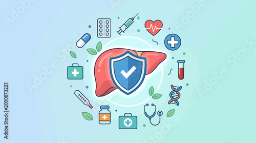 Concept illustration showing protection and care for liver health.