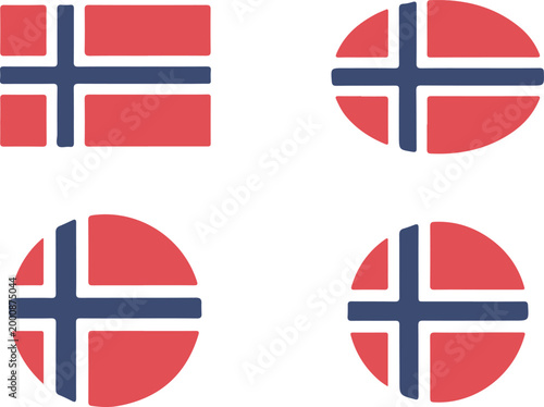 Set of four norway flag vector with different shapes