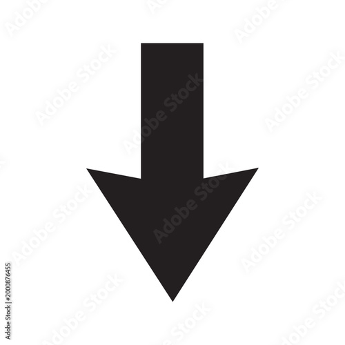 Free Download Black Down Arrow Icon Vector, Minimalist Downward Directional Pointer for Web UI UX - GFXLoad