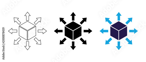 Shipping Box Distribution Arrows Icon