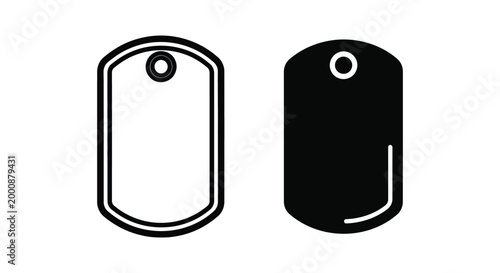 Set of military dog tag icons, vector illustration of identification tags for soldiers, blank metal plates for engraving
