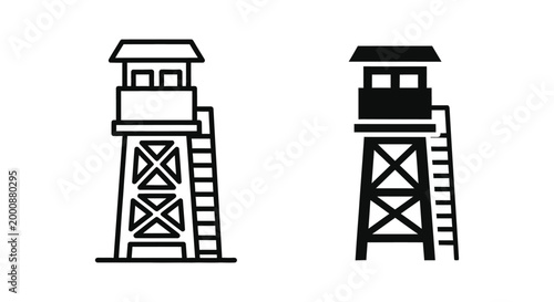 Watchtower icon, guard tower vector illustration, security observation post symbol