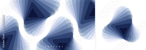 A geometric triangular figure. Offset and layering. A translucent element. 3D vector illustration for brochure, poster, cover, card, presentation, flyer or banner.