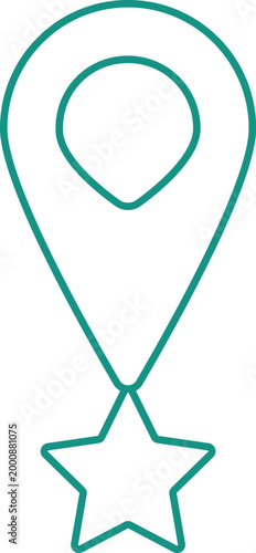Minimalist location pin with star icon teal outline design