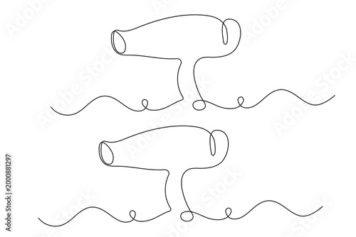  Hair dryer, continuous one-line art drawing of a professional salon beauty styling tool vector
