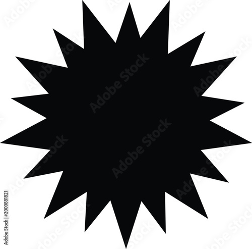 Black starburst shape icon a simple graphic element