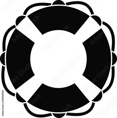 Life preserver, lifebuoy, rescue ring, safety circle, black and white icon